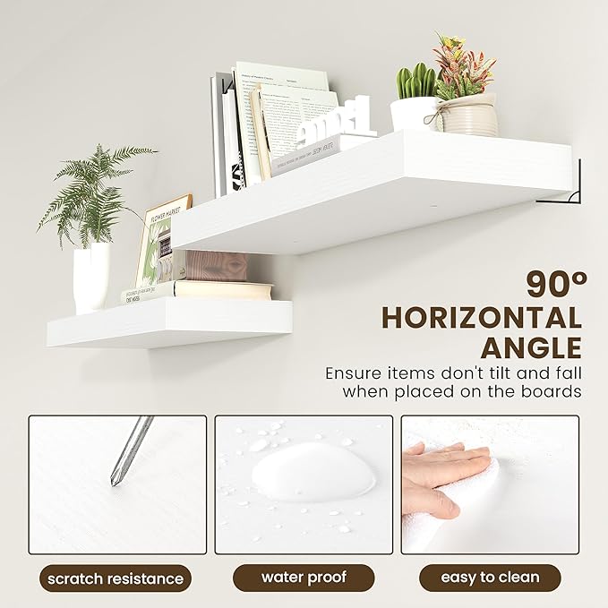 12 Inch Deep Floating Shelves | 36 Inch White Floating Shelves | 36