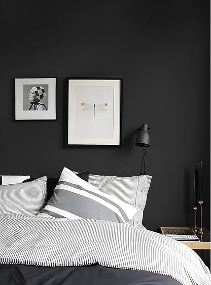 HeloHo Solid Black Wallpaper Matte Textured Peel and Stick Wall Paper Modern Self Adhesive Removable Waterproof Contact Paper for Living Room Bedroom Decor 394"X17.3"