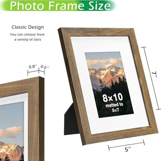 FrameWorks 2-Pack, 8x10 Matted to 5x7 Picture Frame, Dark Oak – Classic Wooden Photo Frame with Tempered Glass, Modern Matte Finish for Prints, Posters, Certificates & Wall Decor – Gallery-Ready