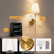 DORESshop Battery Operated Wall Sconce Set of 2, Wireless Wall Light Easy to Install, 15 Color Rechargeable Wall Sconces, Sconce Wall Decor Set of 2 for Bedroom, Living Room, Gold, 24.6in