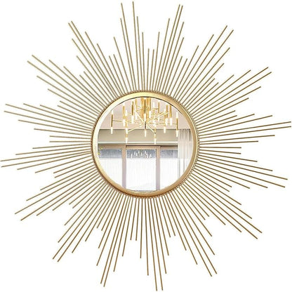Cityelf 24'' Large Gold Sunburst Wall Mirror Boho Home Decor Round Wall Art Mirror for Living Room/Bedroom/Bathroom/Entryway