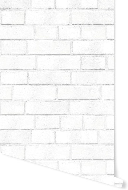 Tempaper Textured White Brick Removable Peel and Stick Wallpaper, 20.5 in X 16.5 ft, Made in the USA