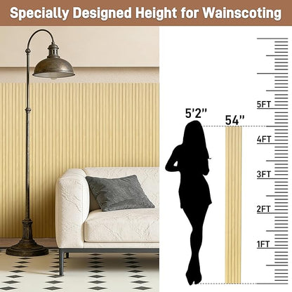 WPC Slat Wall Panels, 16 Packs 54 x 6 Inch WPC 3D Wood Wall Paneling for Interior Wall Decor, Living Room, Bedroom, TV Background, Wainscoting Panels for Wall Decor, Light Maple