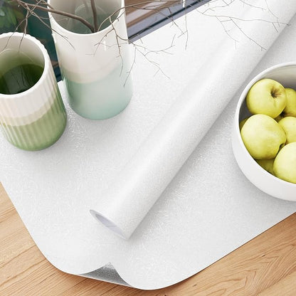 Abyssaly White Wallpaper Peel and Stick White Contact Paper for New Environmentally Friendly Upgrade Silk Textured Embossed Wall Paper for Cabinets, Drawers, Countertop 15.7''x393.7''