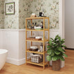 Bamboo Shelf,Bamboo Shelf Stand Utility Storage Shelf Multifunctional Bathroom Kitchen Living Room Holder Plant Flower Stand (5-Tier)