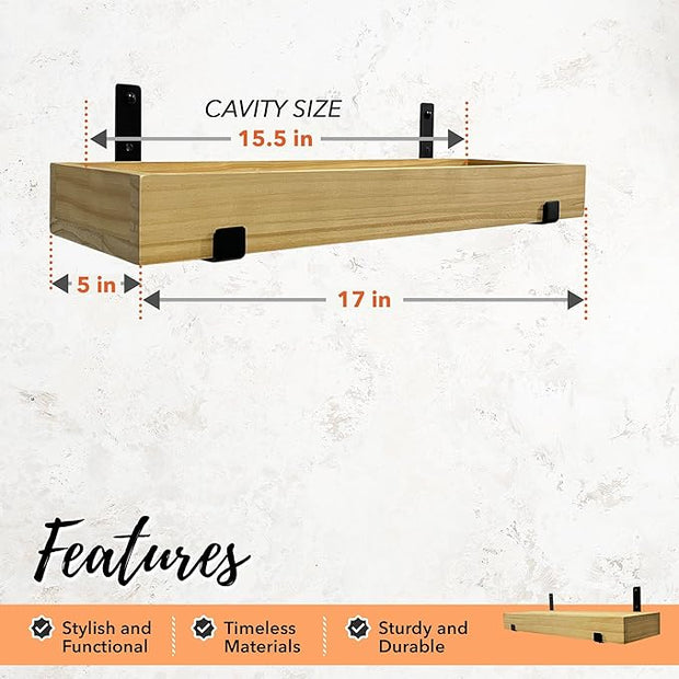 Autumn Alley Natural Wood Floating Wood Shelves for Wall – 3-Tier Wood Wall Shelves, Floating Wooden Shelf Set for Nursery, Bathroom, Kitchen, or Living Room – Use as Tray or Shelf