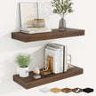 fuqing Floating Shelves for Wall, Wall Mounted Wood Floating Shelf with Invisible Brackets for Living Room, Bathroom, Bedroom, Kitchen Storage and Decor, 20 Inch Set of 2, Walnut
