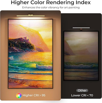 Wireless Picture Lights for Wall, Battery Operated Wall Light for Painting Rechargeable CCT Rotatable Art Gallery Light with Remote Dimmable Timer for Artwork Frame Display Dartboard