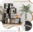 Giantex 5-Tier S-Shaped Bookshelf, Geometric Bookcase w/Open Cubes, Modern Decorative Display Shelf w/Anti-Toppling Kits, Freestanding Storage Rack for Living Room, Study, Home, Office, Black