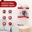 9.5x9.5 Inch Acrylic Corner Floating Shelf Set of 2, Red Corner Wall Shelf for Home Décor, Speakers, Security Cameras, Toileries, Plants, Figures, Cosmetics, Books