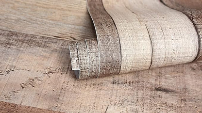Yun-aeon Natural Wood-Cinnamon Wood Contact Paper Peel and Stick Wallpaper 17.3"x 400"Self Adhesive Removable Vintage Faux Wood Wall Paper Plank Shelf Home Decoration Kitchen Counter Cover Use