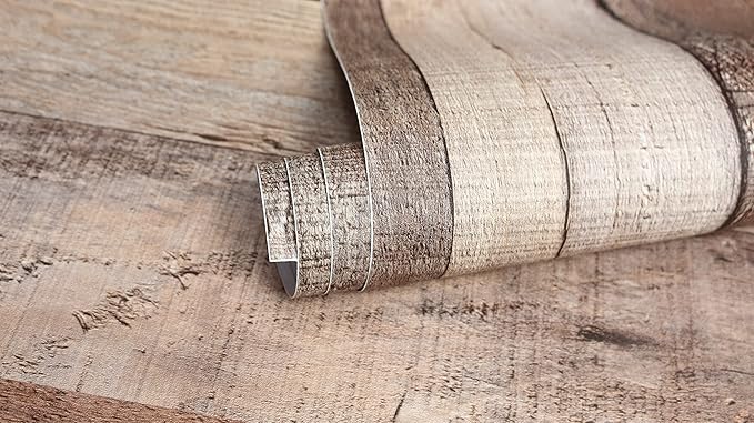 Yun-aeon Natural Wood-Cinnamon Wood Contact Paper Peel and Stick Wallpaper 17.3