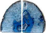 Nature's Decorations Agate Bookends - A Quality Blue Geode with Non-Skid Rubber Bumpers for Shelves, Office, Home Decor - Heavy Duty Cool Crystal Stone (6-8 LB)