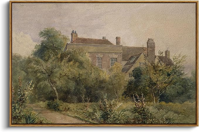 InSimSea Framed Canvas Wall Art Vintage Decor, Home Decor Classical Scenery Landscape Cottage Paintings Prints, Large Prints Artwork, Wall Decorations for Living Room Bathroom, 24