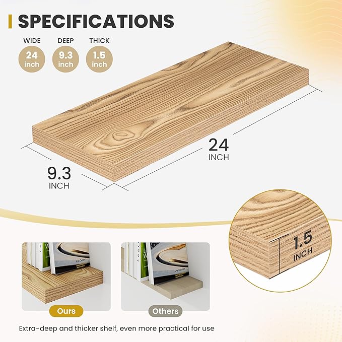 24 Inch Floating Shelves, 9.3