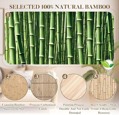 Juexica 2 Pcs Natural Bamboo Wall Panel for Interior Wall 48''x96'' Bamboo Covering Renewable Pole Wainscoting Room Divider Wrap Decor for Bedroom Living Room Kitchen Island Office (Light Carbonized)
