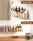 Orimade Bathroom Shelf Organizer Shower Caddy Storage Kitchen Rack with Traceless Transparent Adhesive No Drilling SUS304 Stainless Steel, 15.75 inch, Silver