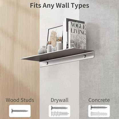 Danpoo Metal Wall Shelf, Small Floating Shelf Bathroom Wall Shelf, 16" Display Shelves for Wall Storage, Grey