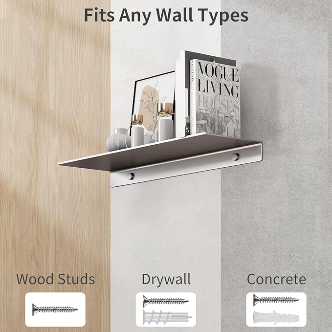 Danpoo Metal Wall Shelf, Small Floating Shelf Bathroom Wall Shelf, 16