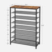 VASAGLE 8 Tier Shoe Rack, Shoe Organizer for Closet, Entryway, 32-40 Pairs of Shoes, Large Shoe Rack Organizer with 7 Metal Mesh Shelves, 11.8 x 39.4 x 59.8 Inches, Rustic Brown and Black ULBS012B01