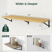 Floating Shelves, 12 Inch Deep Rustic Wood Wall Storage, 48W x 12D Wall Shelves Set of 2, Heavy Duty Metal Brackets, Large Industrial Book Shelf for Living Room, Kitchen, Bedroom, Oak