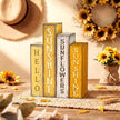 4 Pcs Summer Table Decoration Wooden Book Sunflower Decoration Yellow and White Summer Tiered Tray Decor Wood Book Sign Farmhouse for Home Shelf Coffee Table