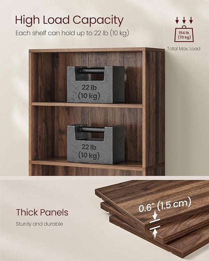 VASAGLE Custos Collection - Bookshelf, 6-Tier Bookcase, Book Shelf, Open Storage Shelf, 9.4 x 23.6 x 63.3 Inches, for Living Room, Home Office, Dining Room, Natural Walnut ULBC166K01