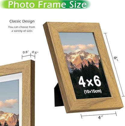 FrameWorks 2-Pack, 4x6 Picture Frame, Golden Oak – Classic Wooden Photo Frame with Tempered Glass, Modern Matte Finish for Prints, Posters, Certificates & Wall Decor – Gallery-Ready