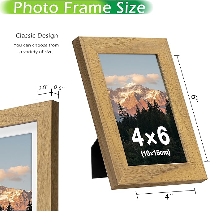 FrameWorks 2-Pack, 4x6 Picture Frame, Golden Oak – Classic Wooden Photo Frame with Tempered Glass, Modern Matte Finish for Prints, Posters, Certificates & Wall Decor – Gallery-Ready