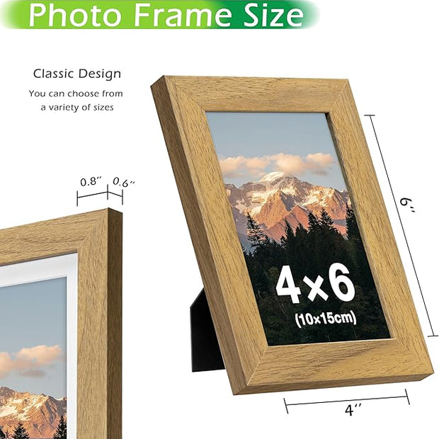 FrameWorks 2-Pack, 4x6 Picture Frame, Golden Oak – Classic Wooden Photo Frame with Tempered Glass, Modern Matte Finish for Prints, Posters, Certificates & Wall Decor – Gallery-Ready
