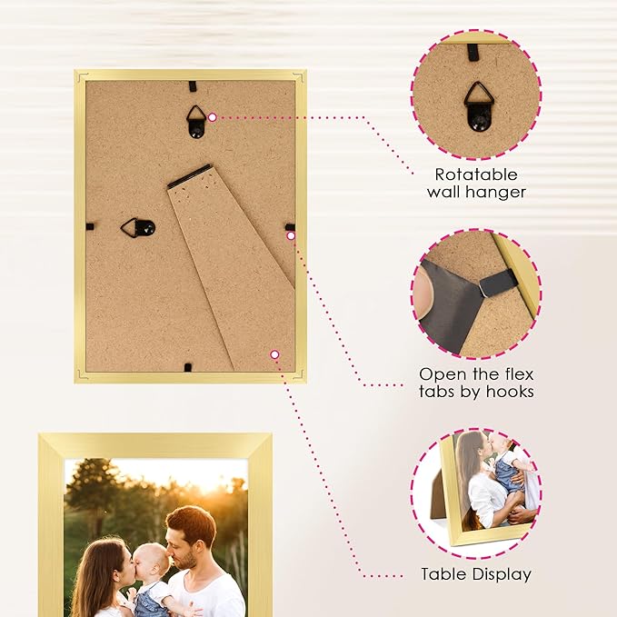 FIXSMITH 4x6 Picture Frame Bulk-4 Pack, Gold Picture Frames Collage Wall Decor, Wall & Tabletop Picture Frames, Photo Frame 4x6 with HD Plexiglass