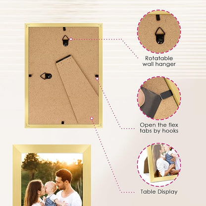FIXSMITH 4x6 Picture Frame Bulk-4 Pack, Gold Picture Frames Collage Wall Decor, Wall & Tabletop Picture Frames, Photo Frame 4x6 with HD Plexiglass