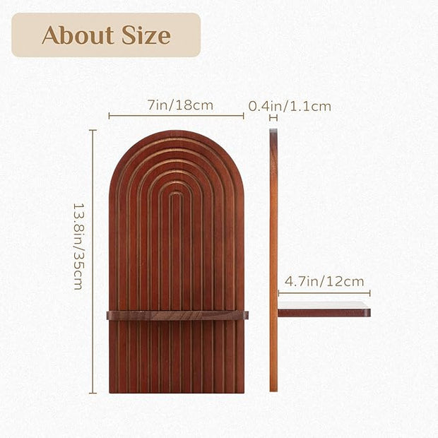 Mid Century Modern Decor: Walnut Boho Floating Shelves Arched Wall Decor for Bathroom Bedroom Living Room Nursery