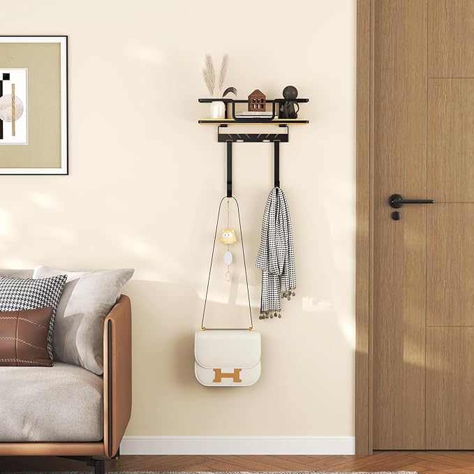 efluky Floating Shelves Wall Mounted, Metal Storage Rack for Wall Room Decor, Hanging Shelf for Bathroom, Bedroom, Living Room & Kitchen, Black