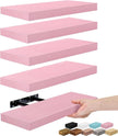 Sorbus Floating Shelves for Wall – 16 Inch Floating Shelf for Kitchen, Bedroom, Living Room, Bathroom, Home & Wall Decor - Mounted Bathroom Shelves with Invisible Brackets (Soft Pink, 5 Pack)