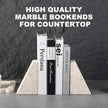Marble Bookends for Heavy Books, Decorative Book Ends for Shelves, Beige Stone Durable and Heavy-Duty Book Ends for Hardback Books & CDS, Unique Book Stopper & Holder, Set of 2