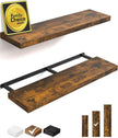 BAYKA Floating Shelves, 36 inches Long Wall Mounted Rustic Wood Shelves for Bathroom, Bedroom, Living Room, Kitchen, Office, Hanging Shelf for Books/Storage/Decor(Rustic Brown,Set of 2)