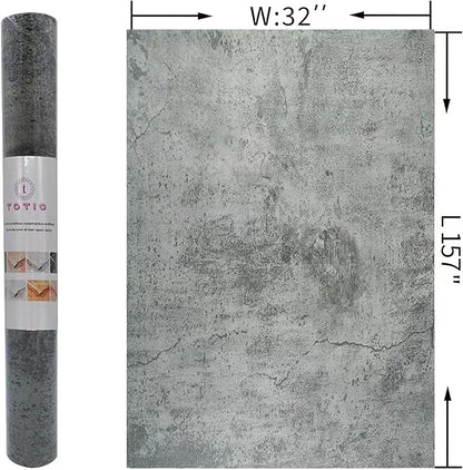 TOTIO Dark Grey Concrete Wallpaper 32×157inch Matte Thick Textured Cement Gray Wallpaper Peel Stick Countertop Contact Paper Removable Waterproof Adhesive Paper Industrial Style Wall Paper Roll