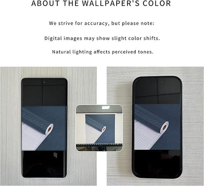 Haimin Fabric Wallpaper Textured Contact Paper (24in X 393in) Navy Blue Grasscloth Wallpaper Peel and Stick Faux Linen Wall Paper Self-Adhesive Vinyl Looks Like Woven Straw