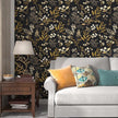Leaf Wallpaper Peel and Stick Dark Floral Wallpaper 17.5in x 197in Vintage Leaf Contact Paper Vinyl Waterproof Self Adhesive Boho Botanical Wall Paper for Bedroom Cabinet Décor