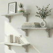 Willowy Real Wood Rustic White Farmhouse Wall Shelves - 17 inch (3 Pack) - Easy to Install, Template and Video Included - White Washed Floating Shelves, Antique Floating Shelves