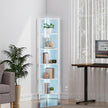 TUTOTAK 6-Tier Corner Bookshelf with LED Light,Corner Shelf for Small Space, Narrow Display Corner Shelf Stand with Storage Rack, for Living Room, Bedroom, Pure White V1BS05BW006L