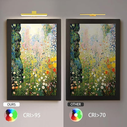 Battery Operated Picture Light, Wireless Painting Light with 3 Lighting Modes,Remote and Dimmable Timer Art Display Light for Picture Artworking Frame Portrait, Wall Decor Puck Lights