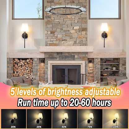 Wall Sconces Set Of Two Battery Operated, Wireless Sconces Wall Lighting Indoor Battery Operated Sconces With Remote Control, 10000mAh RGB Dimmable Rechargeable Wall Sconce For Bedroom, Including Bulb