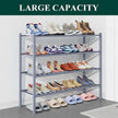 Smiry Bamboo Shoe Rack for Closet, 4 Tier Long Wooden Stackable Shoe Organizer, Free Standing Shoes Storage Shelf for Entryway, Front Door Entrance, Grey