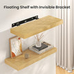 24 Inch Floating Shelves for Wall, Wooden Wall Mounted Display Shelves with Invisible Brackets for Living Room, Bedroom, Bathroom, Kitchen Decor and Storage, Set of 2, Oak