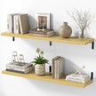 Marsmiles Extra Wide Floating Shelves for Wall, 40x8 Inch Natural Wood Grain Bookshelves, Heavy Duty Mounted Shelving for Bathroom, Kitchen, Living Room, Bedroom,Set of 2，Oak