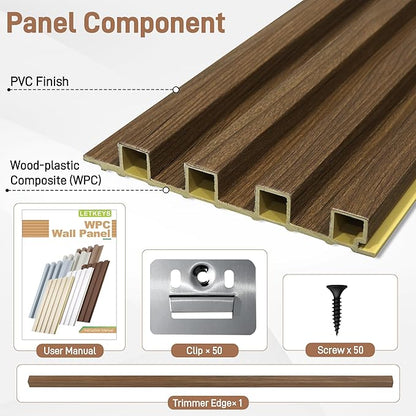 WPC Slat Wall Panels, 16 Packs 54 x 6 Inch 3D Wall Panels for Interior Wall Decor, Fluted Accent Wall Paneling for Living Room TV Background Study Room Office Spaces Bedroom, Taupe