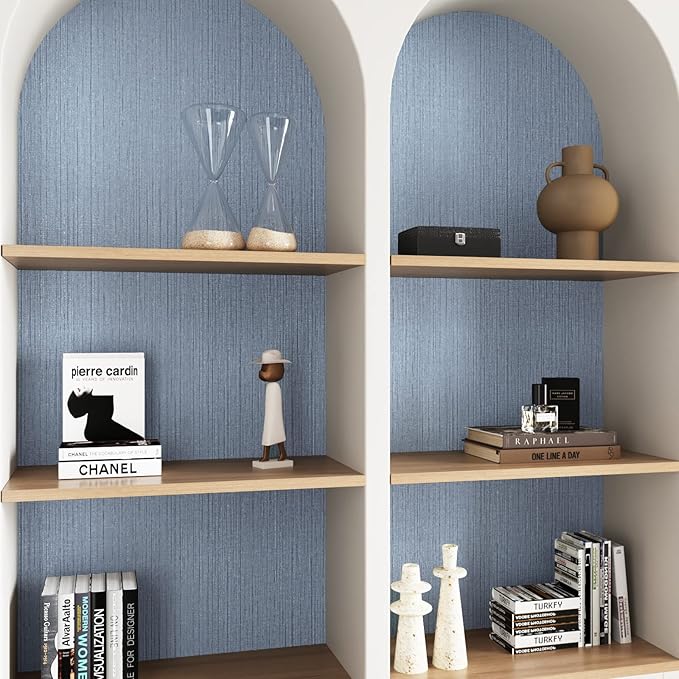 CRE8TIVE Light Blue Grasscloth Wallpaper Textured Stick and Peel Faux Grass Cloth Wallpaper for Walls Self Adhesive Removable Wallpaper Linen Grasscloth Contact Paper for Furniture Home Decor 12