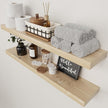 BAOBAB WORKSHOP Wood Floating Shelves for Bathroom Wall - Long Shelf 36 inch - Floating Wooden Shelves for Bedroom Kitchen Living Room - Natural Wood Shelves, 36 x 6.7 Inch, Set of 2